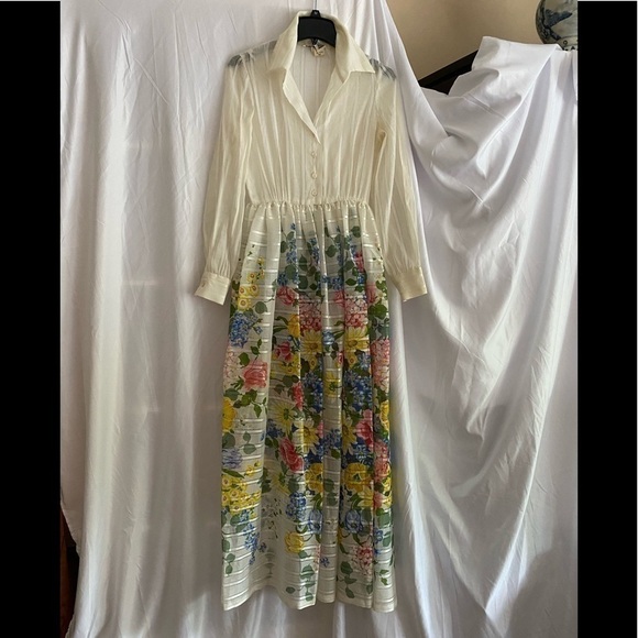 Vintage Semi-Sheer Dalani Floral Long Maxi Dress - Picture 1 of 9